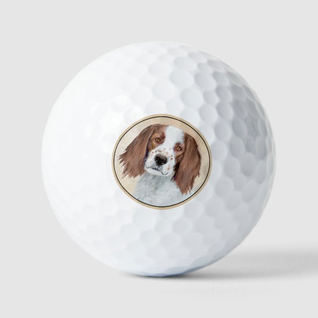 Balles De Golf Peinture en Setter rouge et blanc irlandais - Art  (Recto)
