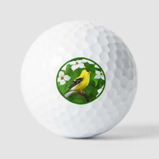 Balles De Golf Peinture Goldfinch - Cute Original Chien Art (Recto)