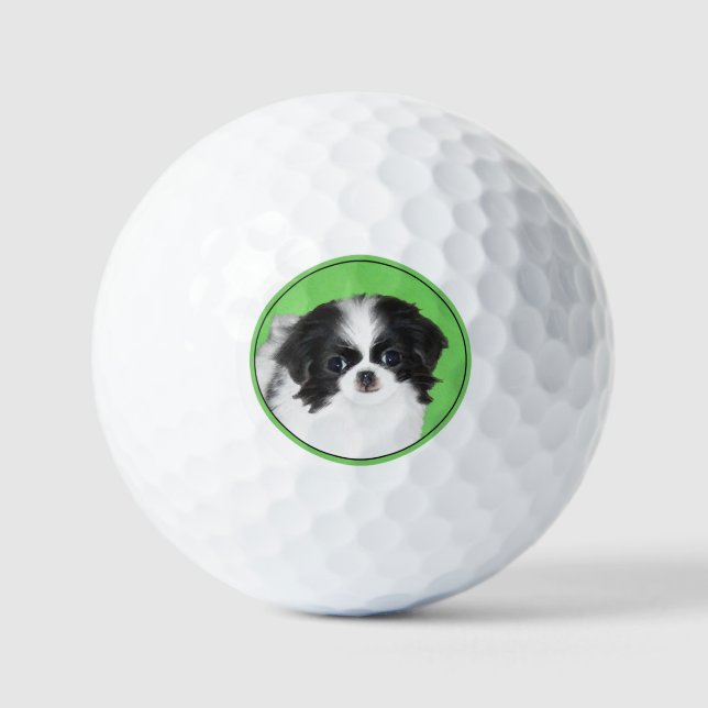 Balles De Golf Peinture japonaise de chiot - Art original de chie (Recto)
