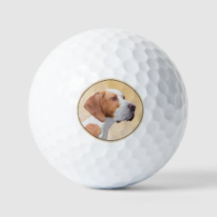 Balles De Golf Peinture Pointer - Joli Art Original de Chien