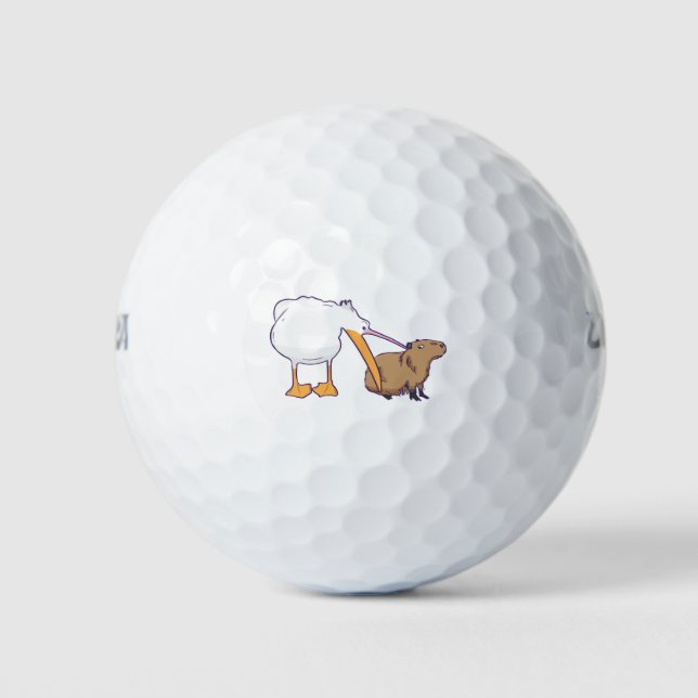 Balles De Golf Pelican essaie de manger Capybara Funny Cute Kawai (Devant)