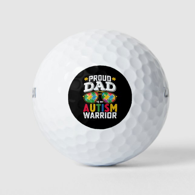 Balles De Golf Père Fière D'Une Famille De Guerriers Autistes (Devant)