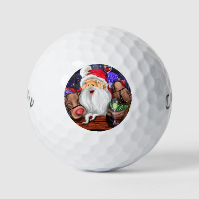 Balles De Golf Père Noël et Reindeers Funky Christmas Golf Balls (Devant)