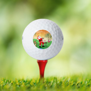 Balles De Golf Père Noël jouant hors d'un obstacle d'eau en Flori