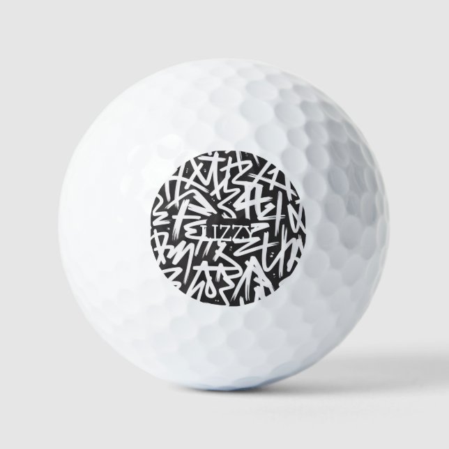 Balles De Golf Personalized Graffiti Name Pattern — Custom Urban (Recto)