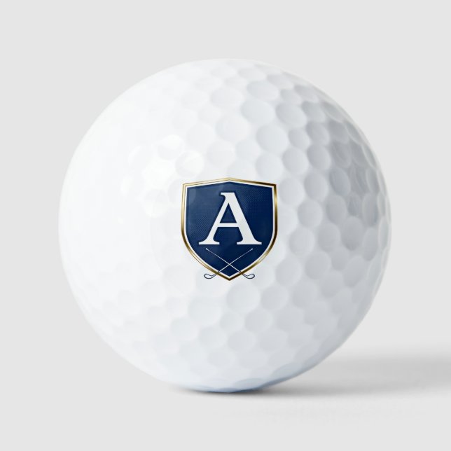 Balles De Golf Personalized Monogram Golf Balls - Navy Blue Crest (Recto)