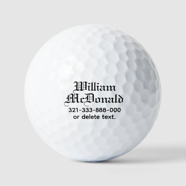 Balles De Golf Personalized Name Golf Balls Template GOTHIC 9 (Recto)