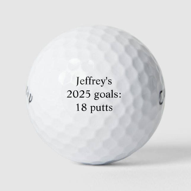 Balles De Golf Personnalisé "2025 buts : 18 putts" drôle (Devant)