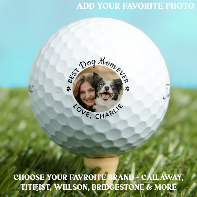 Balles De Golf Personnalisé Best DOG MOM Ever Pet Photo Titleist (Créateur téléchargé)