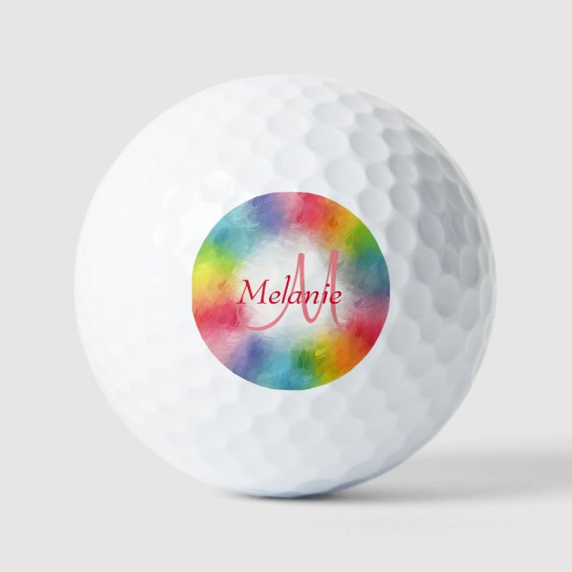 Balles De Golf Personnalisé coloré Moderne Monogramme Modèle Abst (Recto)
