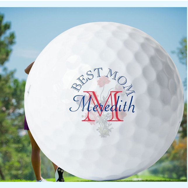Balles De Golf Personnalisé Élégant Floral Meilleur Nom Maman Mon (Créateur téléchargé)