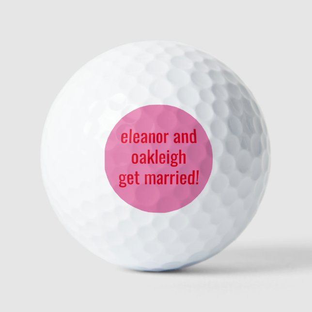 Balles De Golf Personnalisé Gras Clair Rose Rouge Unique Mariage  (Recto)