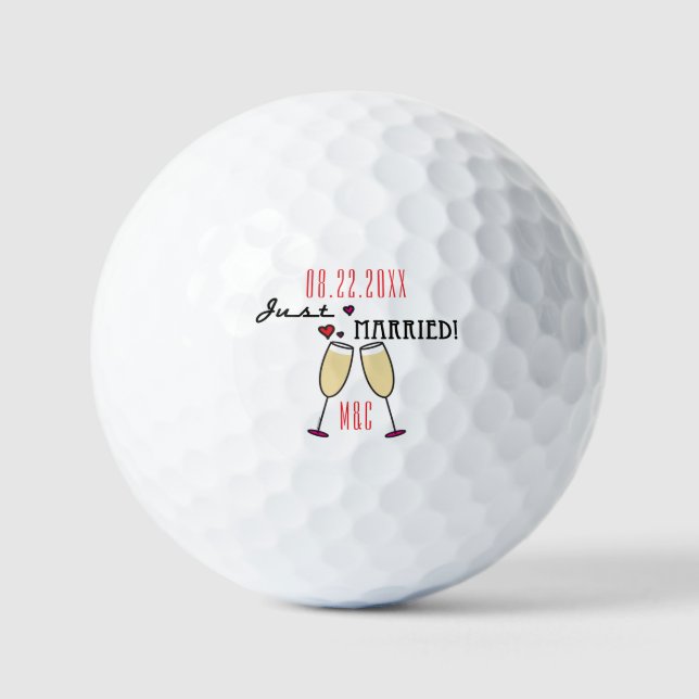 Balles De Golf Personnalisé juste marié (Recto)