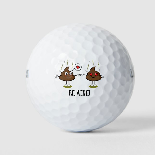Balles De Golf Personnalisé Poop Emoji Love (Devant)