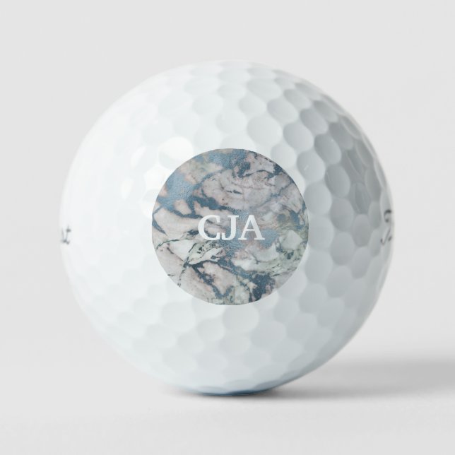 BALLES DE GOLF PERSONNALISÉES EN MARBRE BLEU MONDI (Recto)