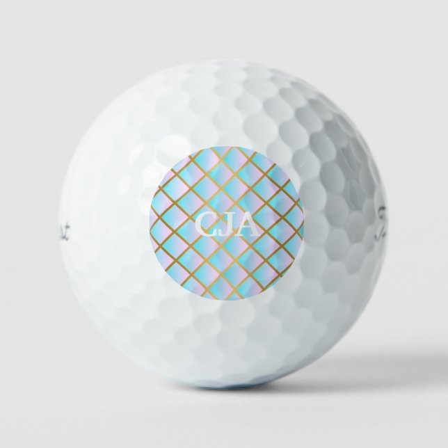 BALLES DE GOLF PERSONNALISÉES EN MARBRE ROSE BLEU  (Recto)