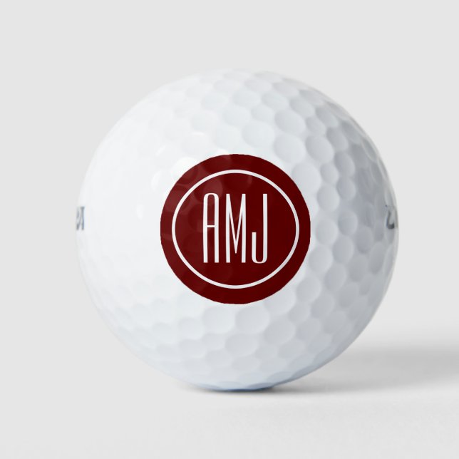 Balles De Golf Personnaliser monogramme rouge et blanc (Devant)