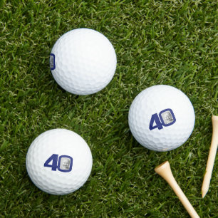 Balles De Golf photo de 40e anniversaire bleu et blanc