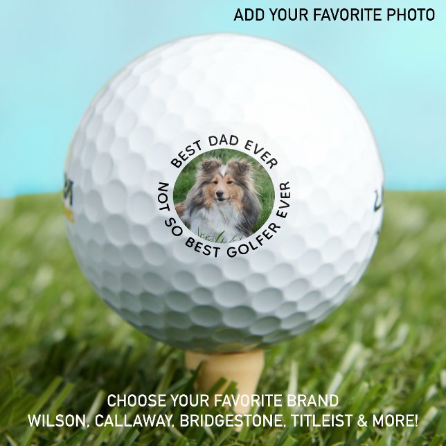 Balles De Golf Photo de chien personnalisée Meilleur papa Jamais  (Créateur téléchargé)