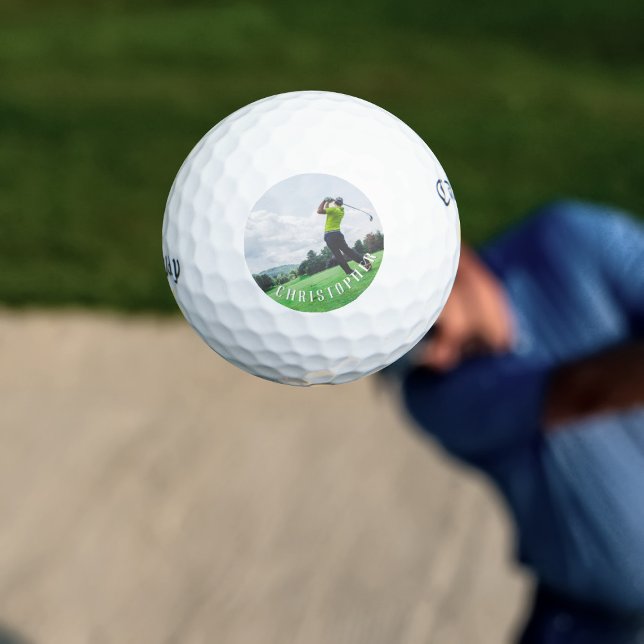 Balles De Golf Photo de golf Nom du père Monogram Golf Balls (Golf balls for your dad. Add a photo and his name)