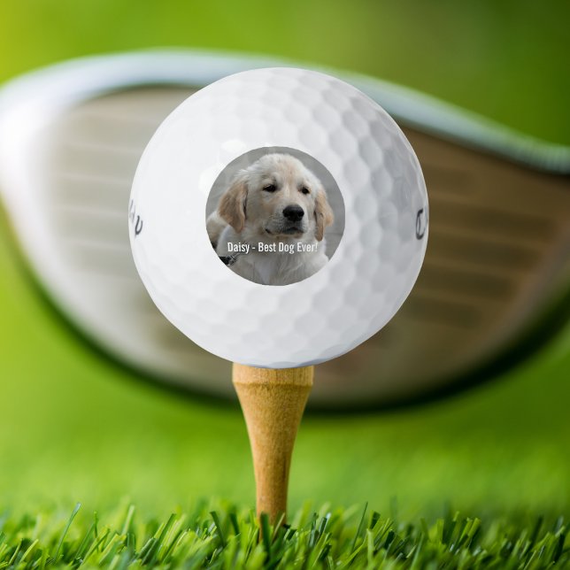 Balles De Golf Photo et nom personnalisés Golden Retriever Dog (Créateur téléchargé)