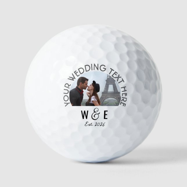 Balles De Golf Photo Monogramme personnalisée Neo Deco Mariage Go (Recto)