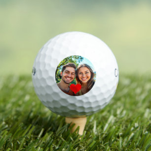 Balles De Golf Photo personnalisée Cadeau Coeur rouge Valentines