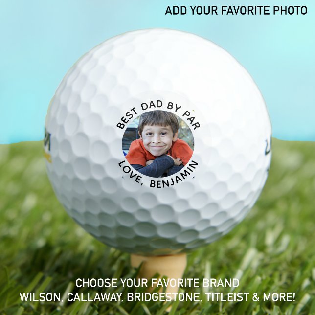 Balles De Golf Photo personnalisée Meilleur Papa Par Blanc Noir (Créateur téléchargé)