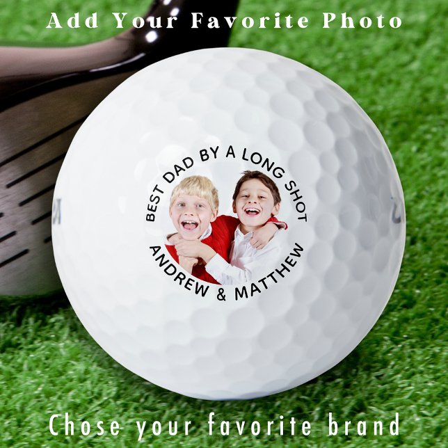 Balles De Golf Photo personnalisée Meilleur papa par une longue p (Créateur téléchargé)