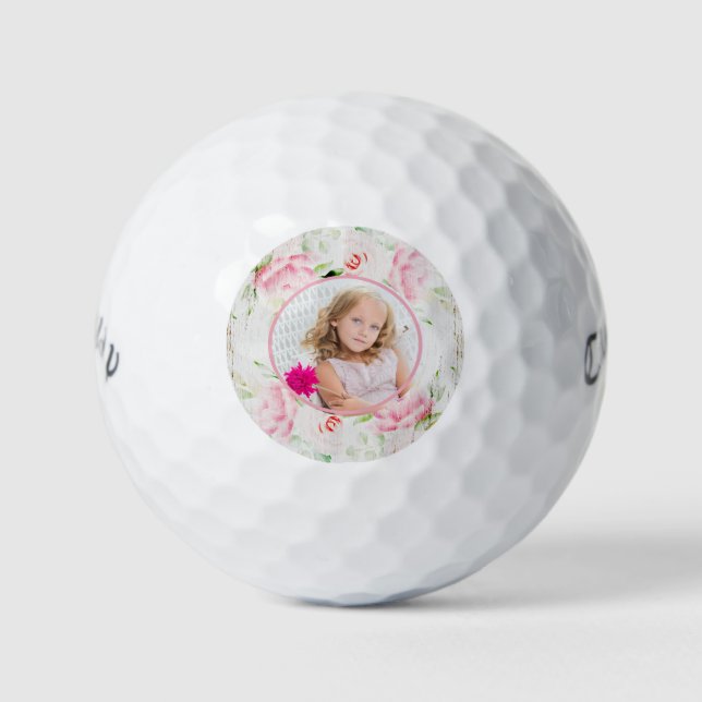 Balles De Golf Photo personnalisée pour dames - Shabby Chic Rose (Devant)