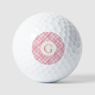 Balles De Golf PINK CHECK QUILT Golf Balls + initial