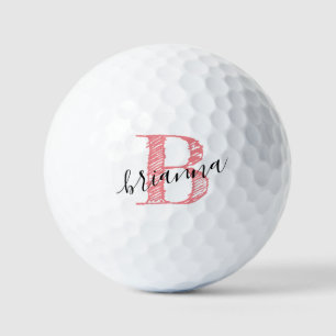 Balles De Golf Pink Personnalisé Élégant Script Monogramme initia