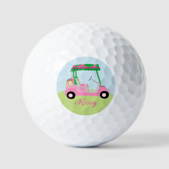 Balles De Golf Pink Personnalisé Golf Club de Panier Nom (Recto)