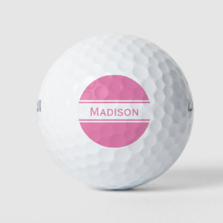 Balles De Golf Pink White Strips Nom Monogramme
