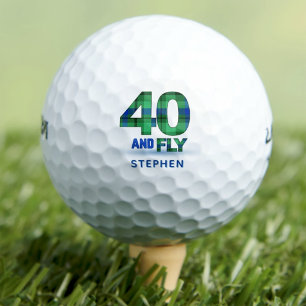 Balles De Golf Plaid Motif 40th Birthday Party Blue 40 And Fly