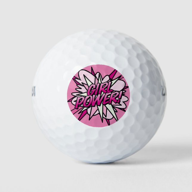 Balles De Golf PLEIN PUISSANCE Fun Retro Comic Book Rose (Devant)