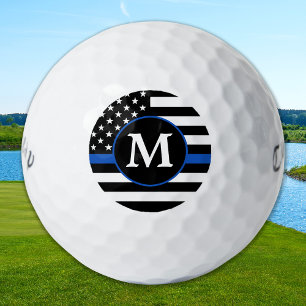 Balles De Golf Police Personnalisée Monogramme Ligne Bleue Mince