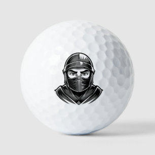 Balles De Golf Portrait en noir et blanc d'un guerrier ninja masc