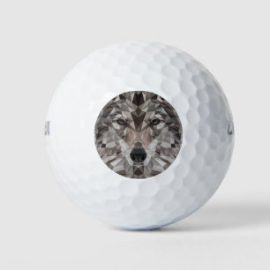 Balles De Golf Portrait géométrique Wolf Lone