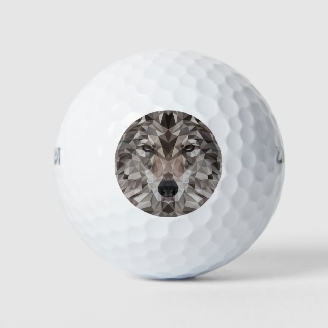 Balles De Golf Portrait géométrique Wolf Lone (Devant)