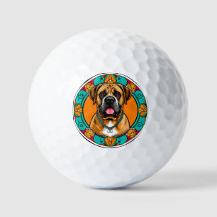 Balles De Golf Portrait majestueux de chien dans un mandala flora