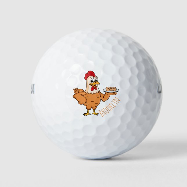 Balles De Golf Poulet avec oeufs sur plaque de dessin animé (Devant)