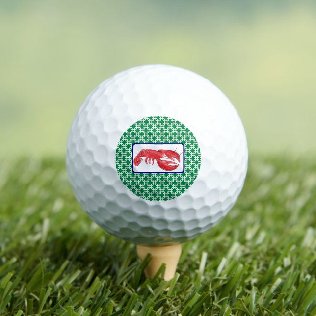 Balles De Golf Preppy Green White Lien Motif Marine Lobster (T-shirt Insitu)