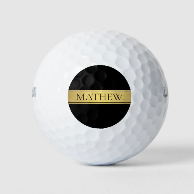 Balles De Golf Présentation sophistiquée | Faux Gold & Black (Devant)