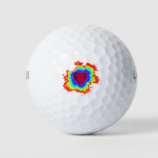 Balles De Golf Psychédélique Aura double coeur (Devant)