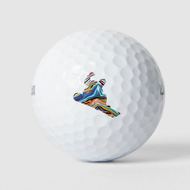 Balles De Golf Psychédélique-Zèbre-Snowboarder (Devant)