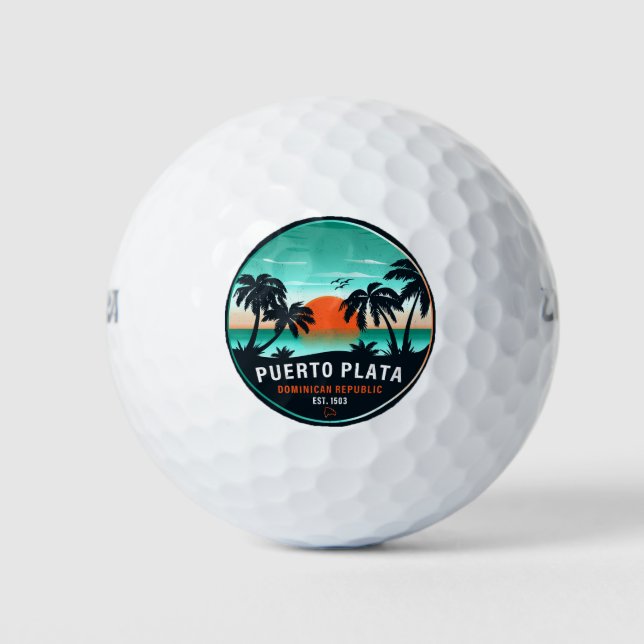 Balles De Golf Puerto Plata Dominicaine Retro Sunset Souvenir 60s (Devant)