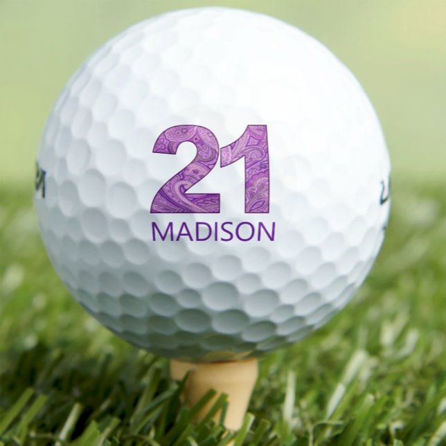 Balles De Golf Purple 21e anniversaire Golfer cadeau 21 ans éléga (Créateur téléchargé)