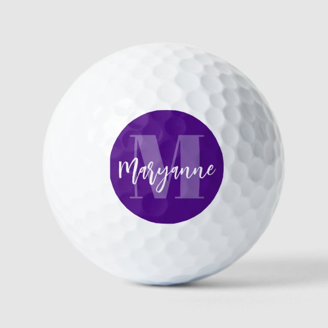 Balles De Golf Purple Elegant Moderne Monogramme Boules de golf (Recto)