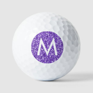 Balles De Golf Purple Sparkly Look Moderne Personnalisé Initiale 